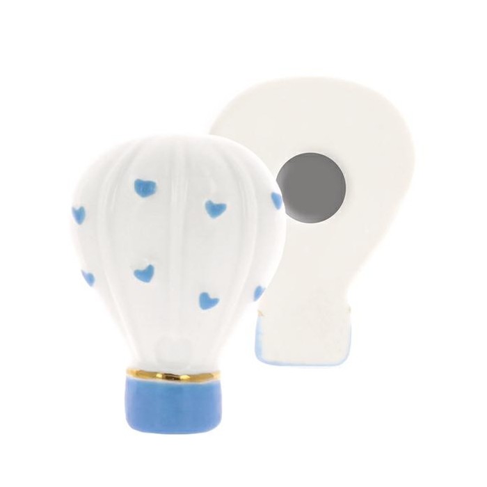 MAGNETE MONGOLFIERA CON CUORI CIELO PORCELLANA 4X5.5